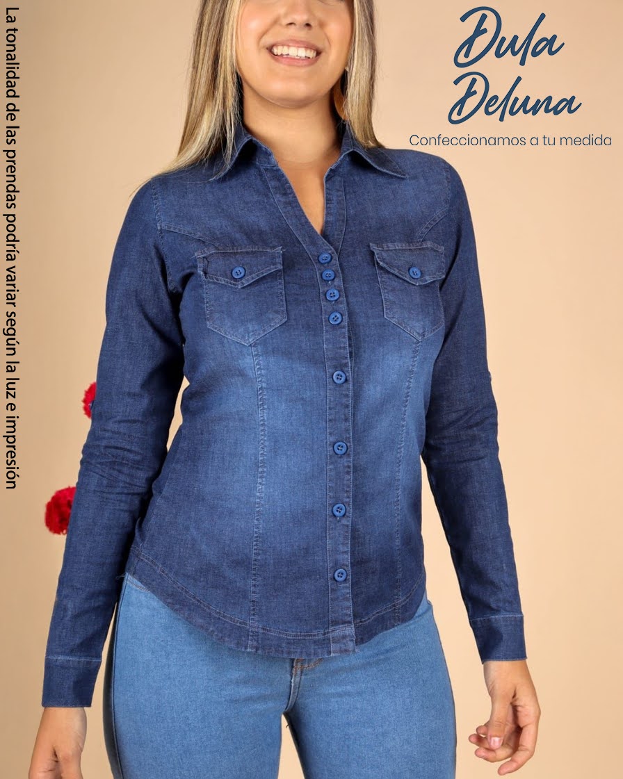 Camisa para Mujer Casual Noche Denim Manga Larga Kamila