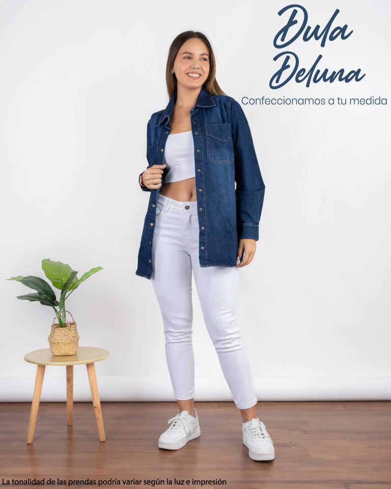 Camisa Mujer Casual Oficina Jean Oversize Manga Larga Mujer