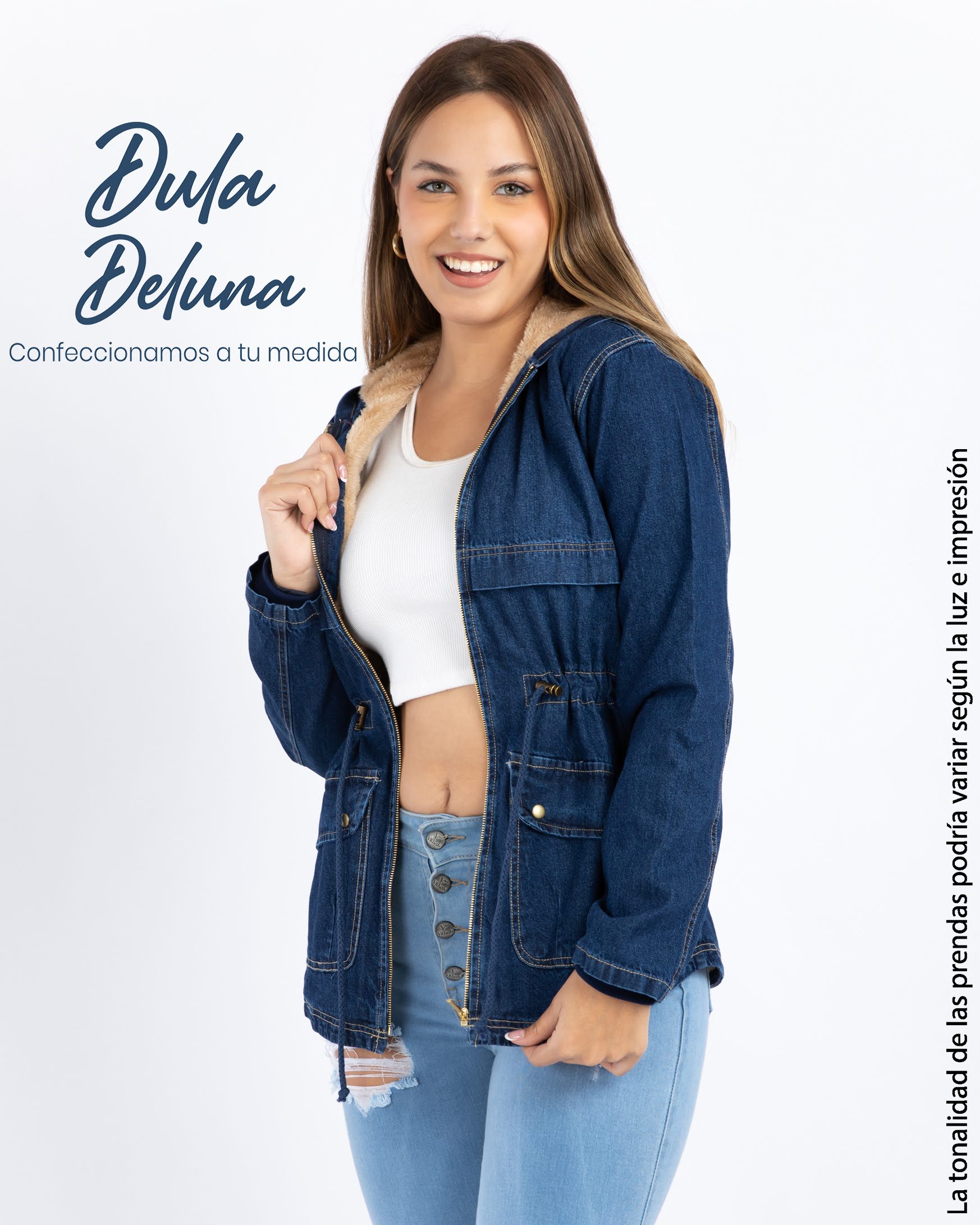 Casaca Jean Abrigo Mujer Salida Casual Cotton con Capucha Arya