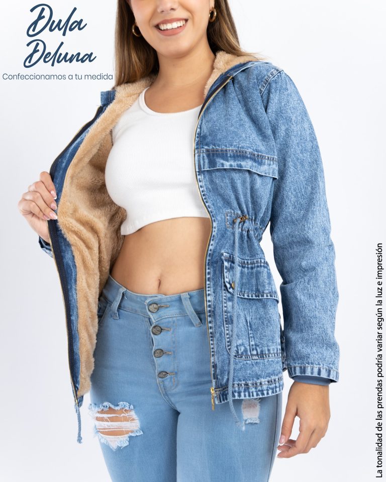 Casaca Jean Abrigo para Mujer Evento Casual Cotton con Capucha Arya