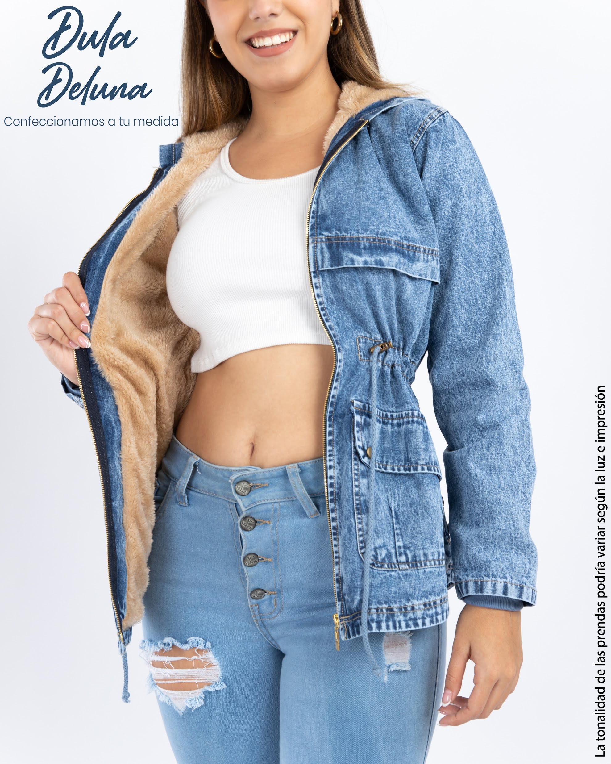 Casaca Jean Abrigo para Mujer Evento Casual Cotton con Capucha Arya