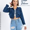 Casaca Jean de Mujer Moda Casual Cargo Crop Cotton Forrada Lady