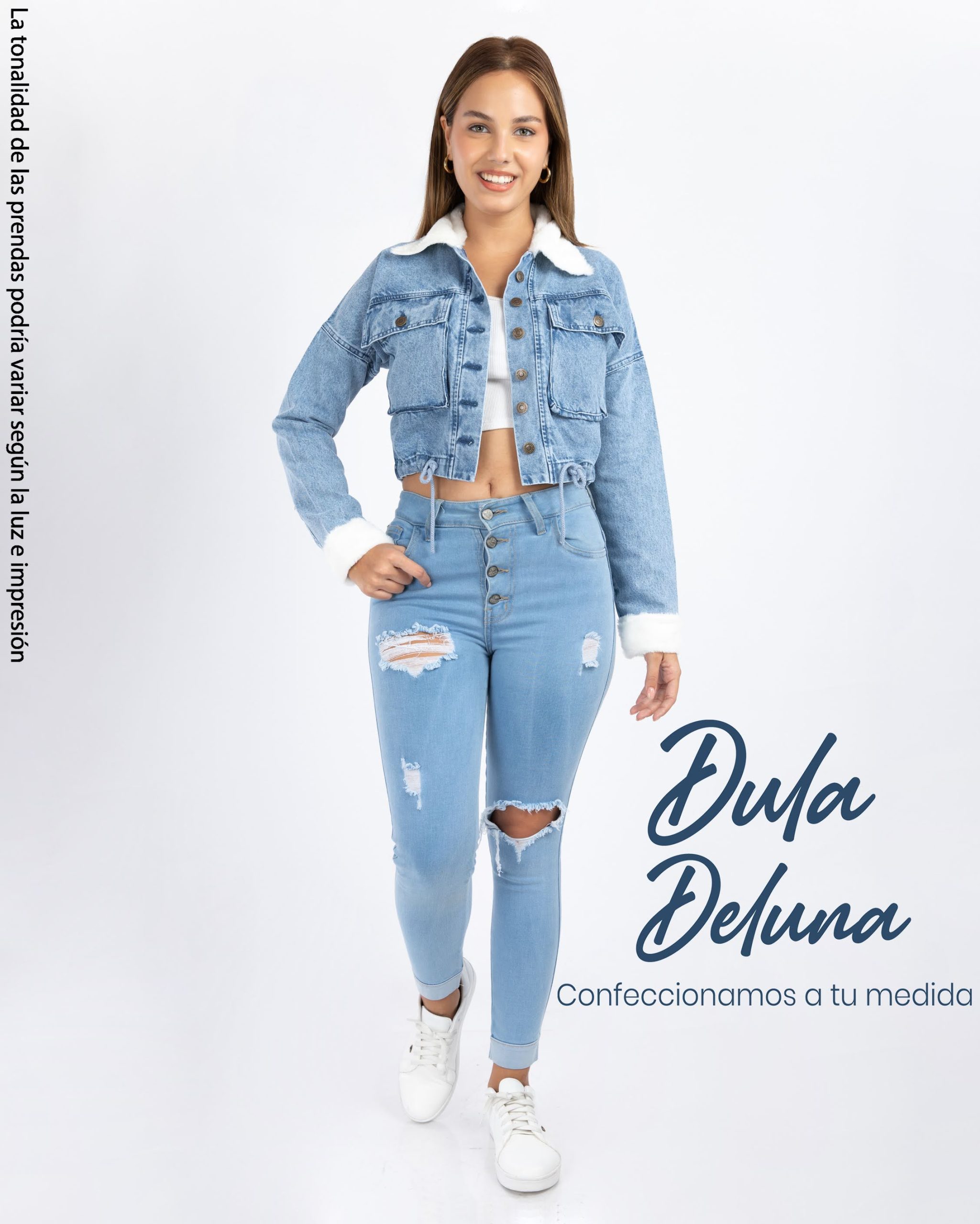 Casaca Jean para Mujer Fiesta Casual Cargo Crop Cotton Forrada Lady