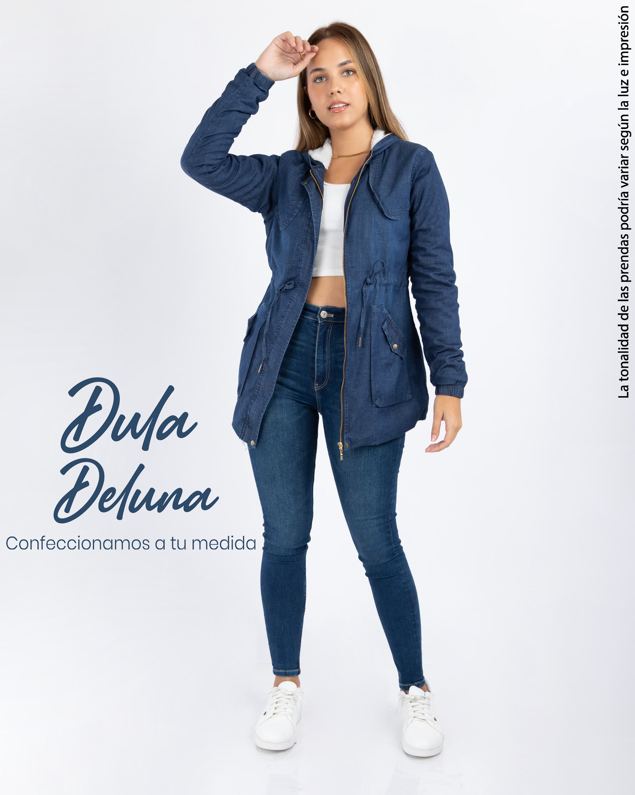 Casaca Abrigo para Mujer Casual Invierno Denim Cotton con Capucha Masiel