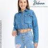 Casaca Jean para Mujer Noche Casual Cargo Crop Ajustable Cierre Yanik