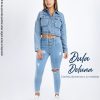 Casaca Jean de Mujer Casual Fiesta Cargo Crop Ajustable Cierre Yanik