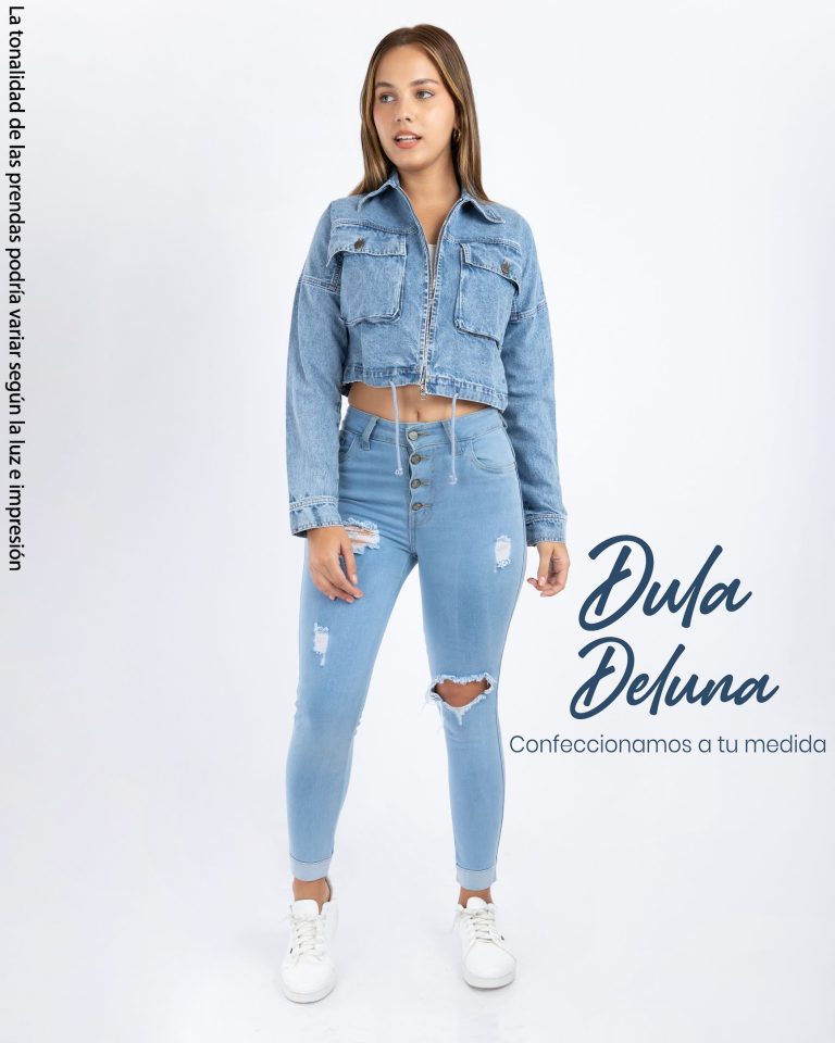 Casaca Jean de Mujer Casual Fiesta Cargo Crop Ajustable Cierre Yanik
