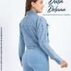Casaca Jean Mujer Casual Elegante Cargo Crop Ajustable Cierre Yanik