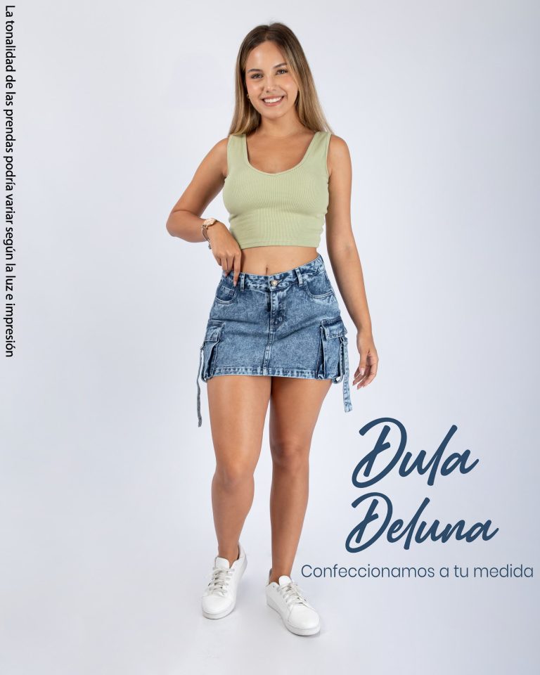 Short Falda para Mujer Casual Verano Jean Cargo Confort Skirt