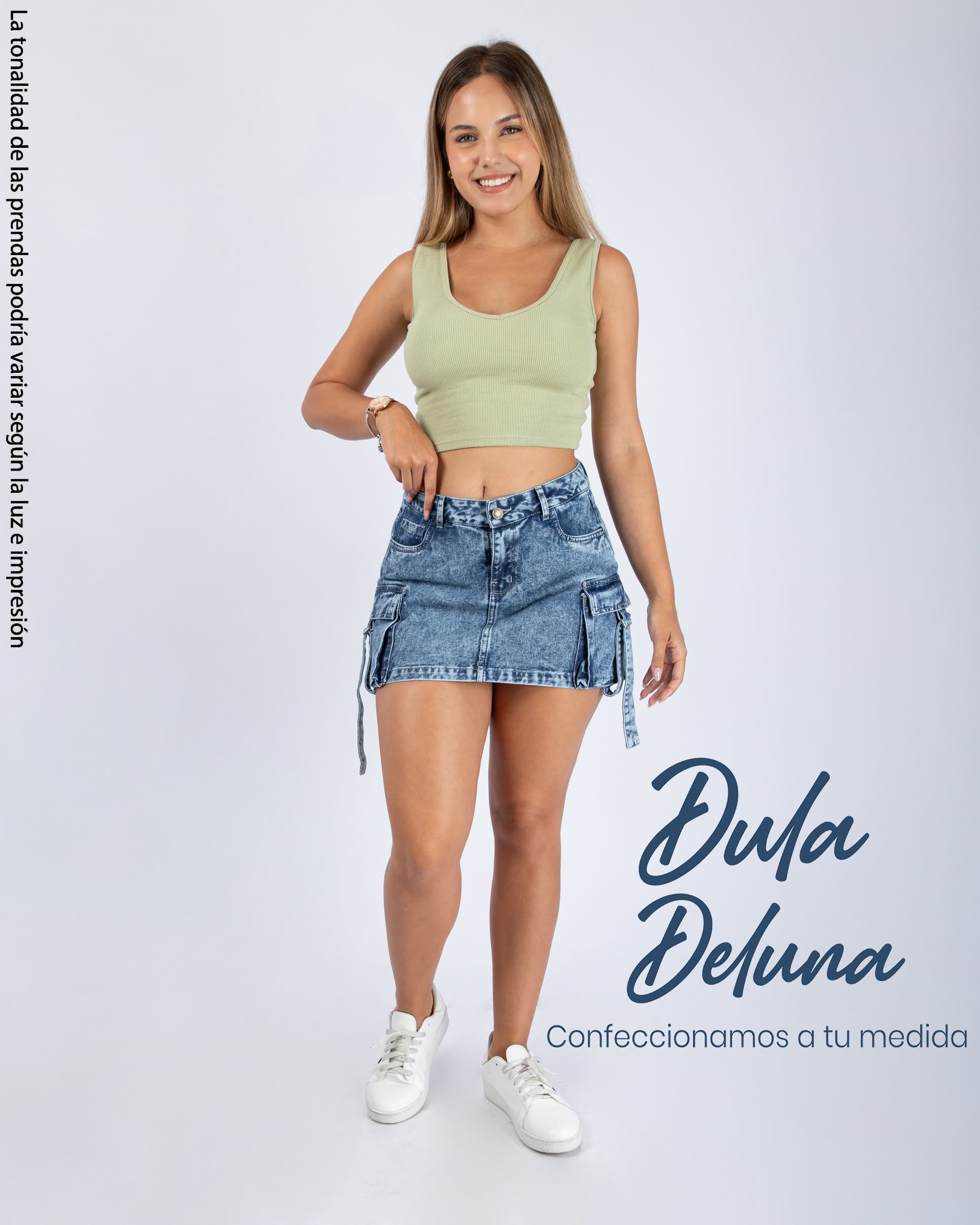 Short Falda para Mujer Casual Verano Jean Cargo Confort Skirt