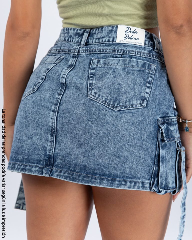Short Falda de Mujer Casual Urbano Jean Cargo Confort Skirt