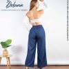 Pantalón Denim Palazo Mujer Casual Tendencia Tiro Alto Mabel