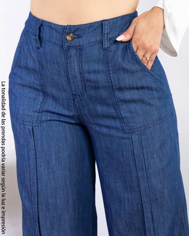 Pantalón Denim Palazo para Mujer Moda Casual Tiro Alto Mabel