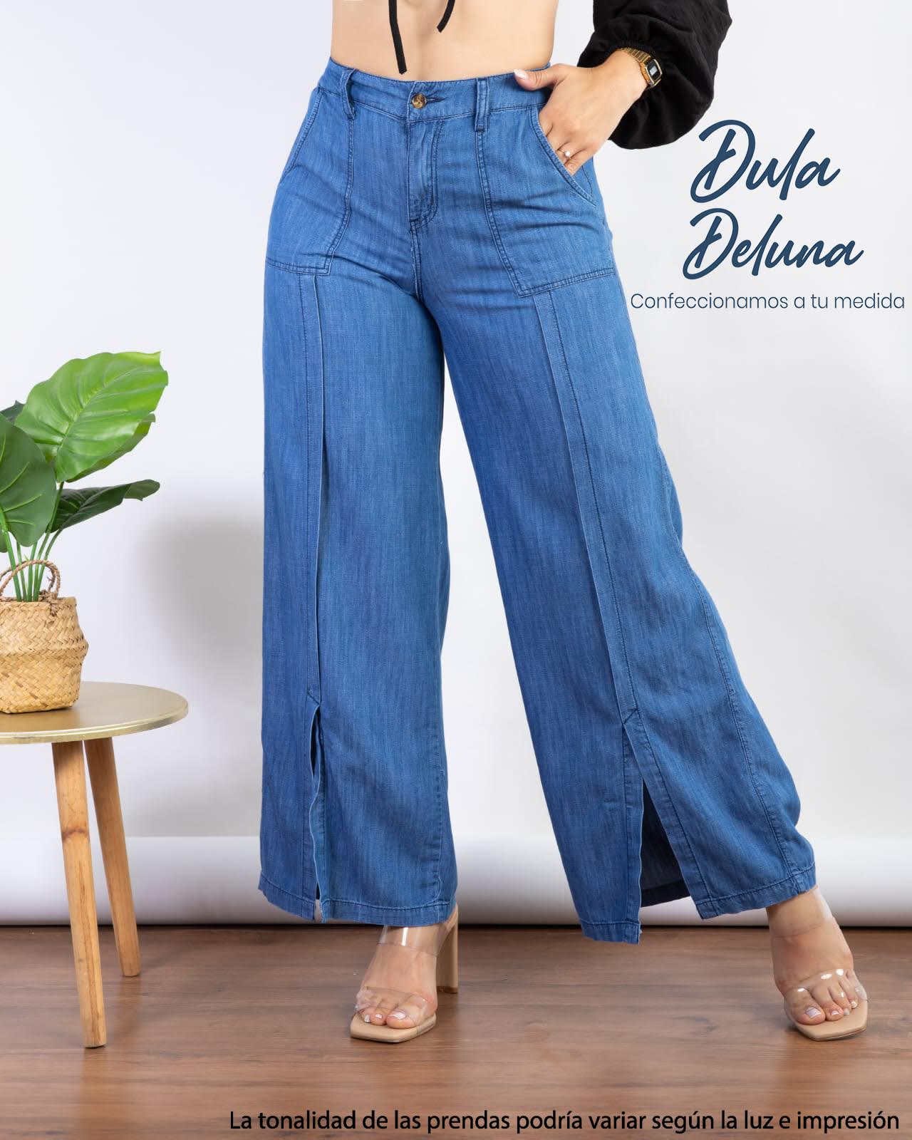 Pantalón Denim Palazo para Mujer Casual Fiesta Tiro Alto Mabel