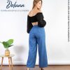 Pantalón Denim Palazo Mujer Casual Elegante Tiro Alto Mabel