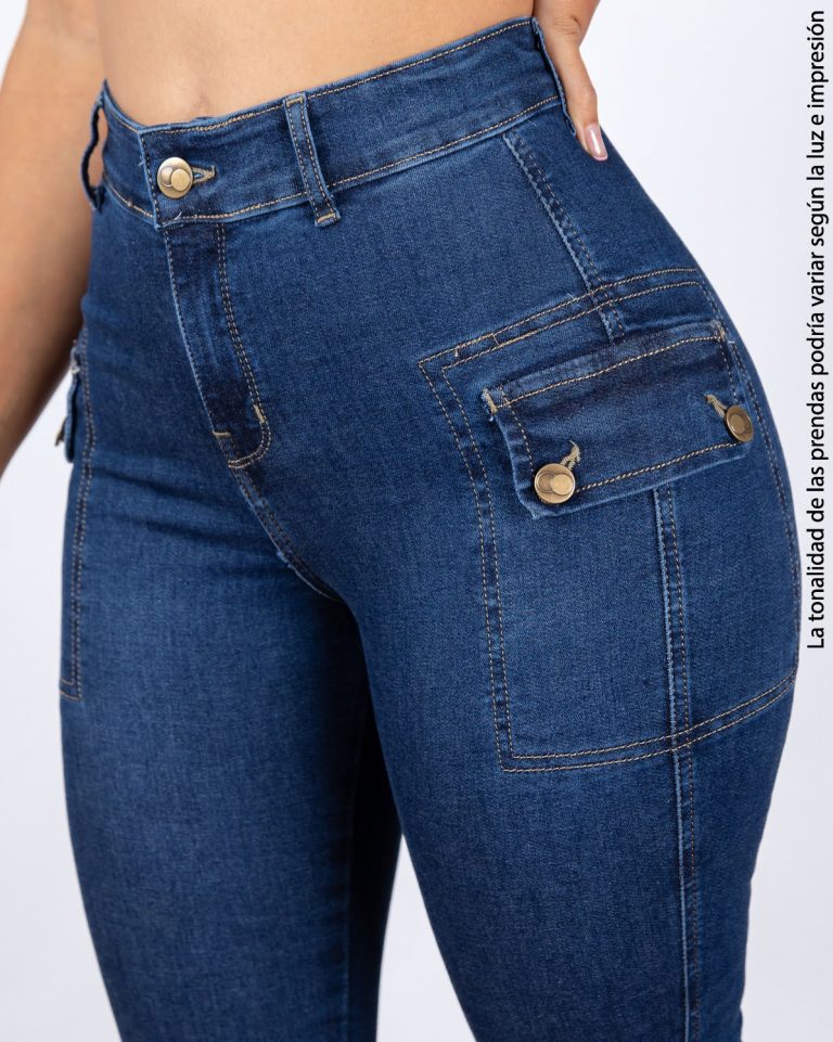 Pantalón Mujer Jean Cargo Skinny Stretch Micaela Casual Oficina