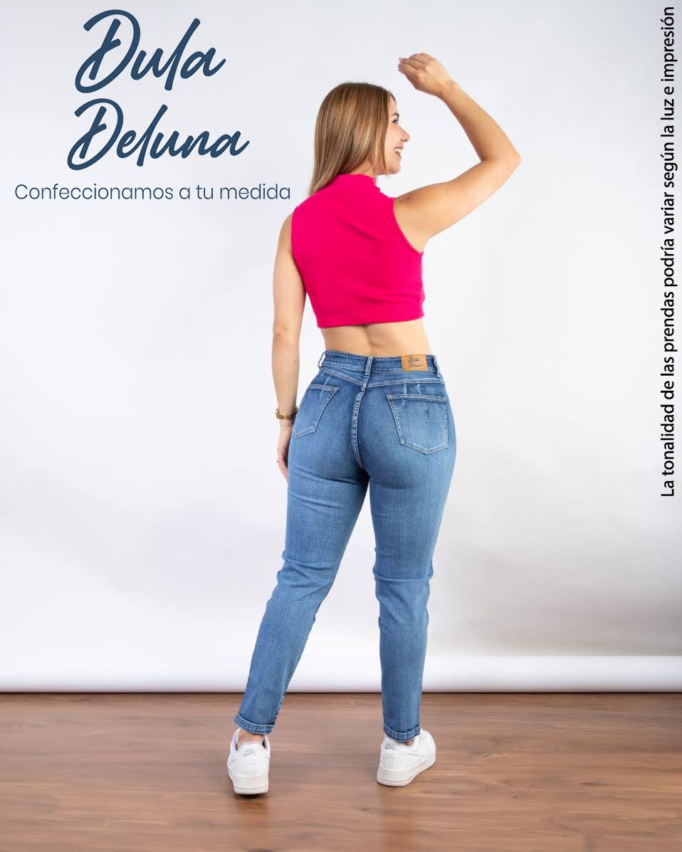 Pantalón Jean Mujer Skinny Casual Elegante Tiro Alto Mom