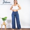 Pantalón de Mujer Casual Diario Denim Palazo Tiro Alto Niza