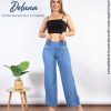 Pantalón Mujer Casual Urbano Denim Palazo Tiro Alto Niza