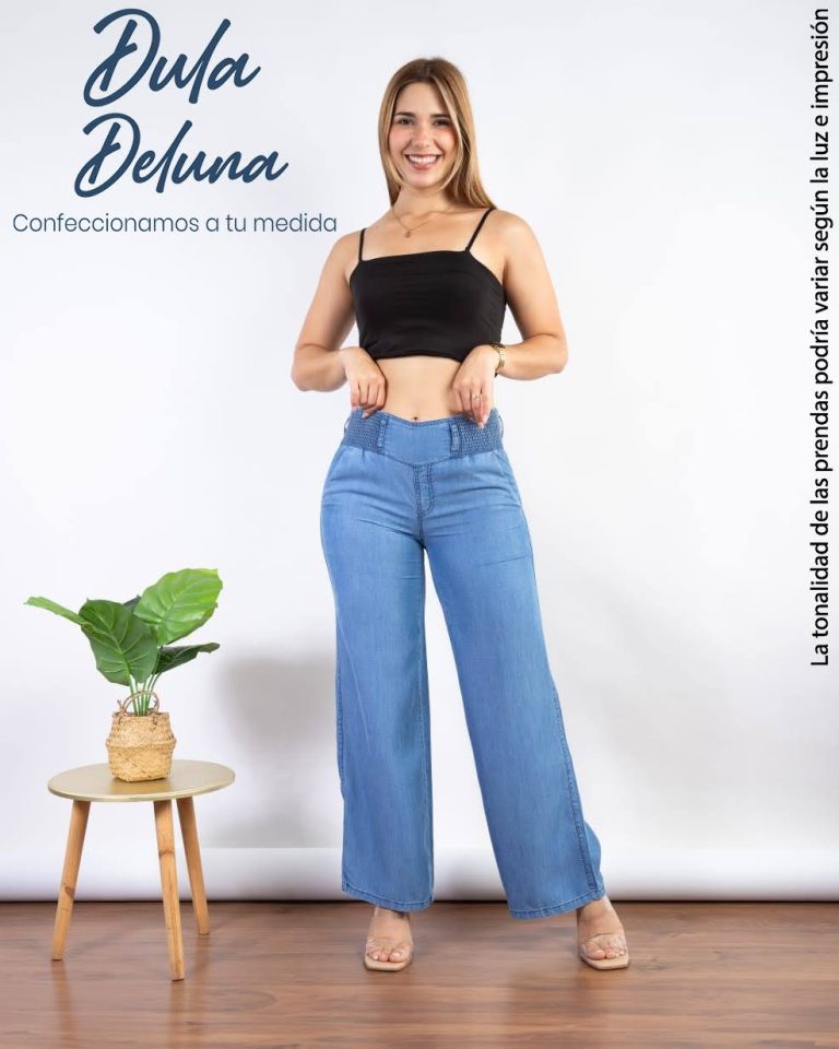 Pantalón Mujer Casual Urbano Denim Palazo Tiro Alto Niza