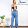 Pantalón Mujer Casual Elegante Denim Palazo Tiro Alto Niza