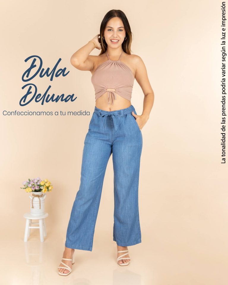 Pantalón de Mujer Palazo Casual Urbano Denim Wide Leg