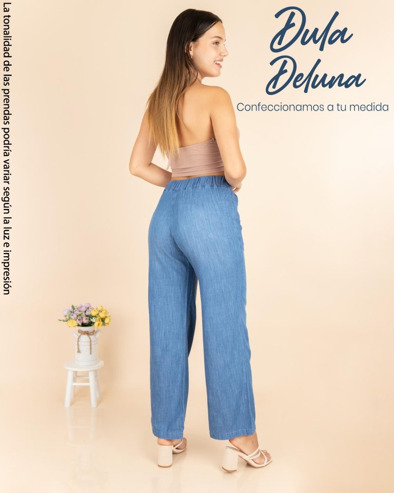 Pantalón Mujer Palazo Casual Elegante Denim Wide Leg