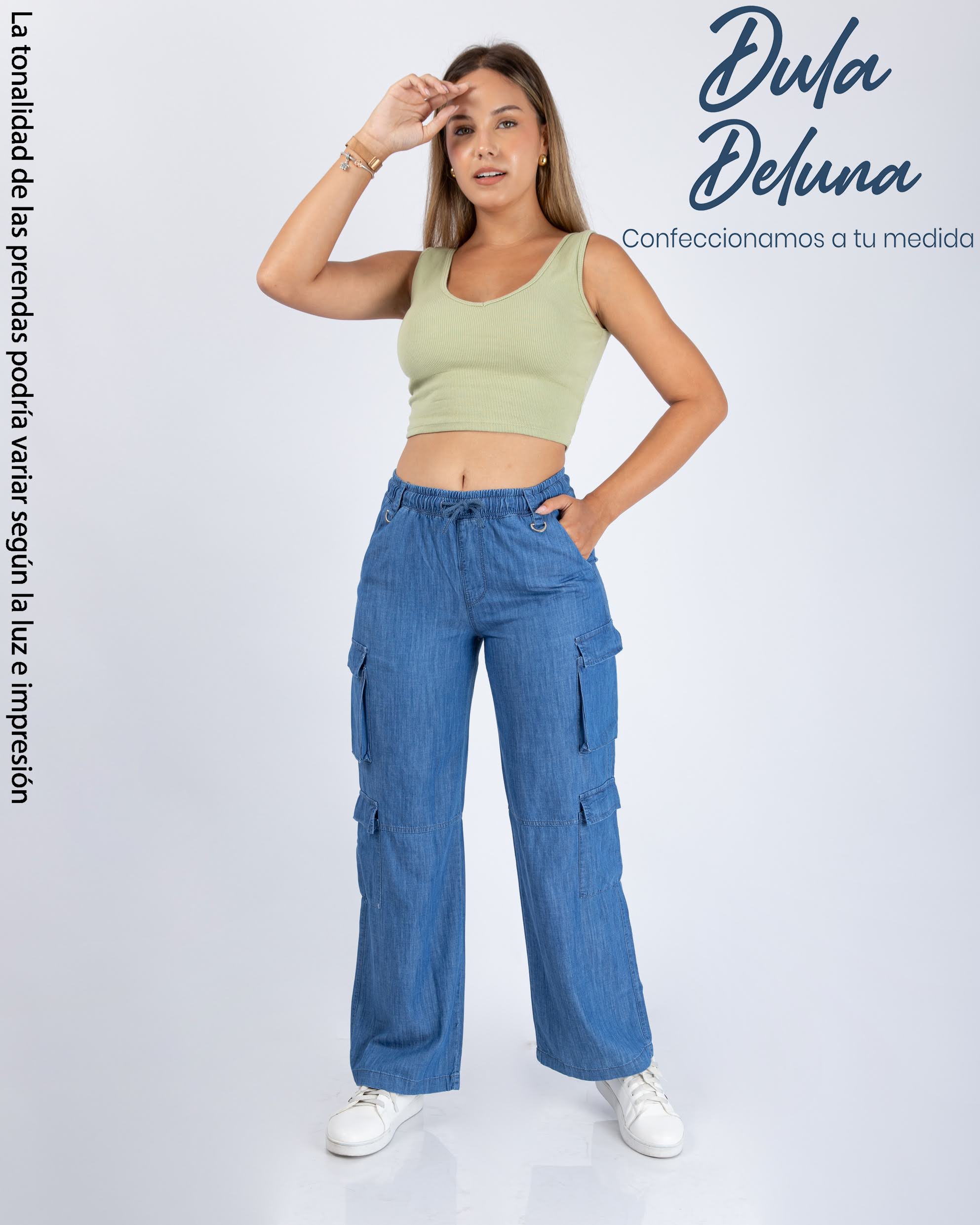 Pantalón Cargo de Mujer Casual Urbano Denim Palazo Karol