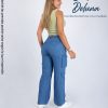 Pantalón Cargo Mujer Casual Elegante Denim Palazo Karol