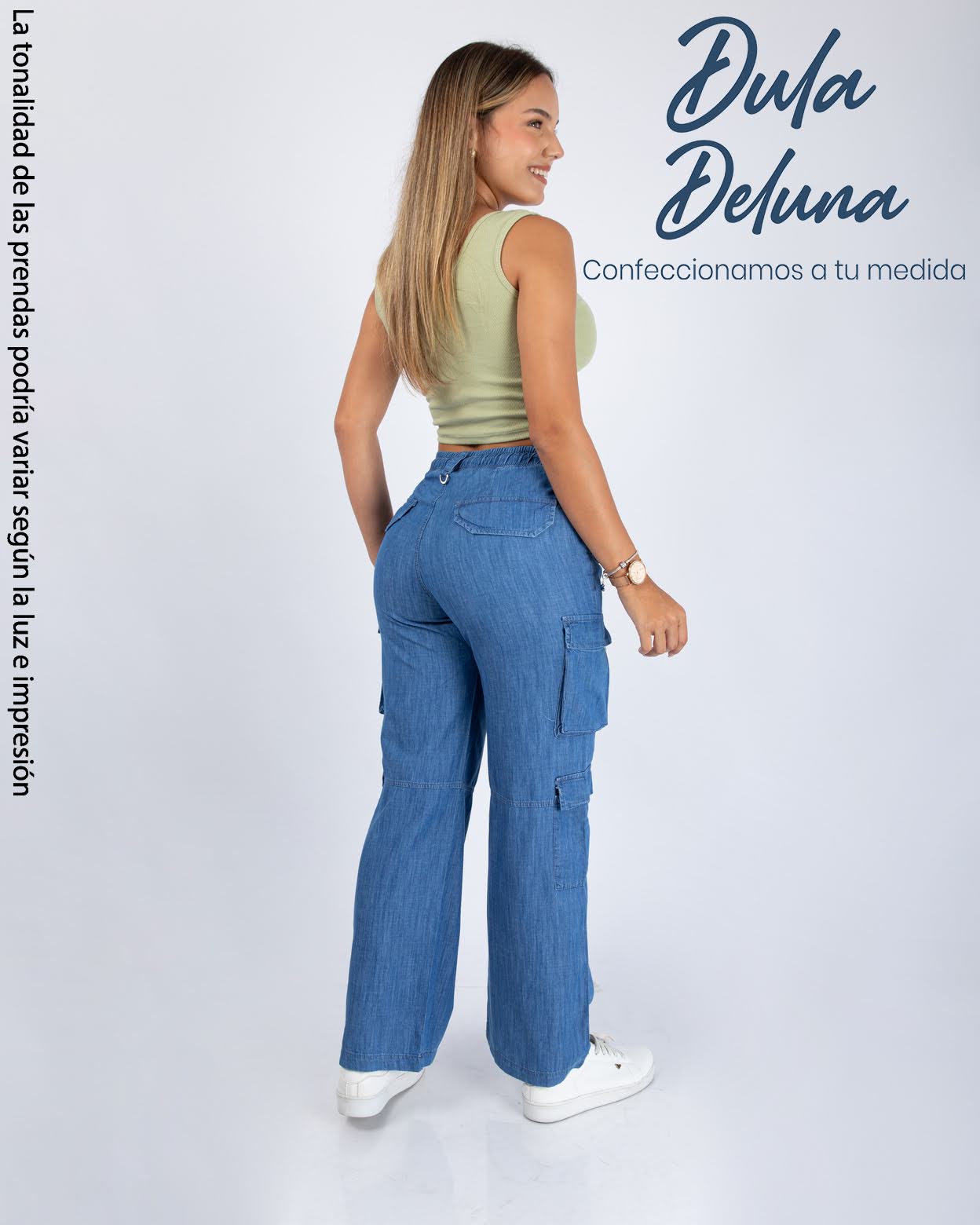 Pantalón Cargo Mujer Casual Elegante Denim Palazo Karol