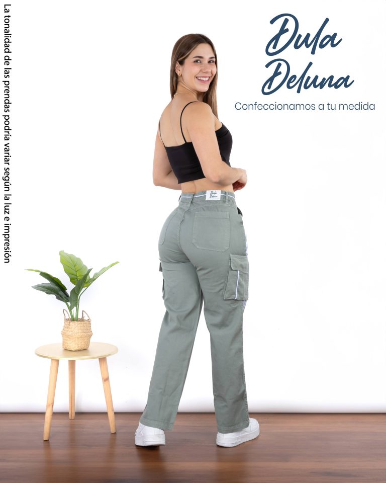 Pantalón Cargo de Mujer Casual Oficina Drill Recto con Franjas Venas