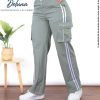 Pantalón Cargo Mujer Casual Elegante Drill Recto con Franjas Venas