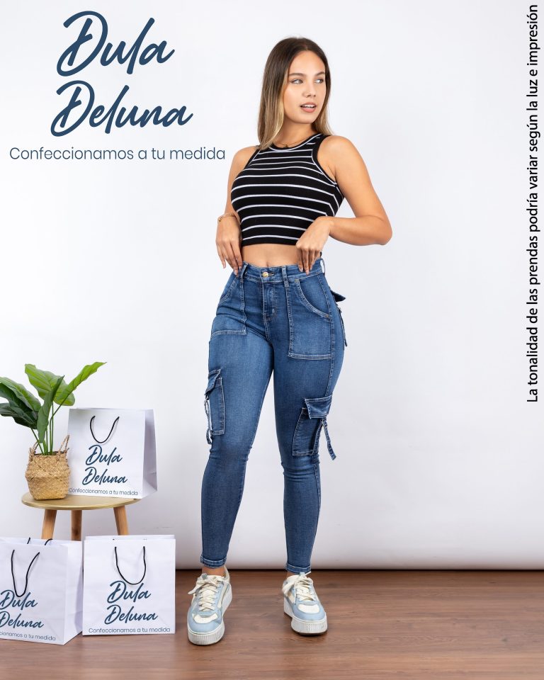 Pantalón de Mujer Jean Stretch Casual Urbano Cargo Skinny Viena