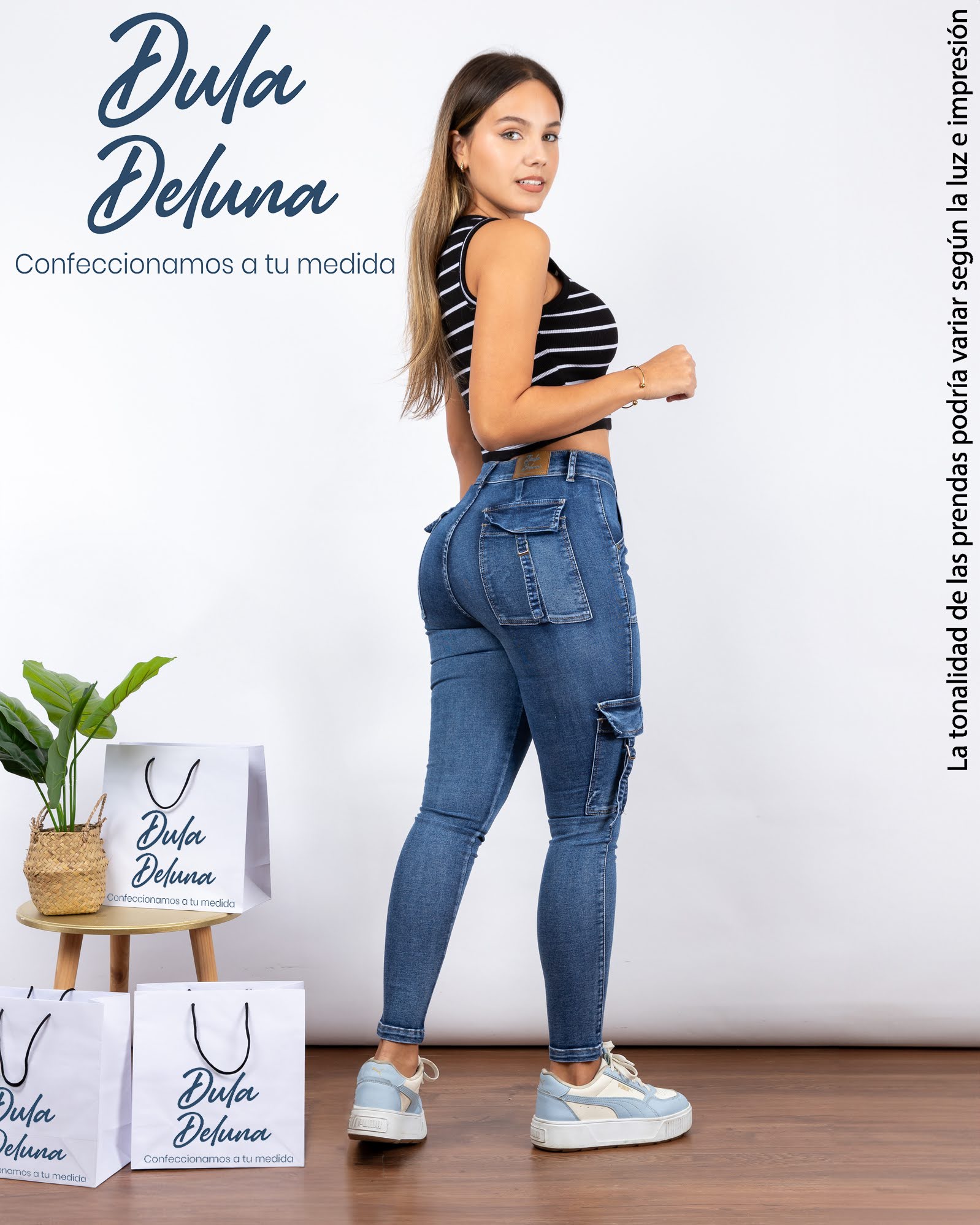 Pantalón Mujer Jean Stretch Casual Elegante Cargo Skinny Viena