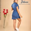 Vestido Corto Mujer Casual Elegante Denim Manga Corta Blanca