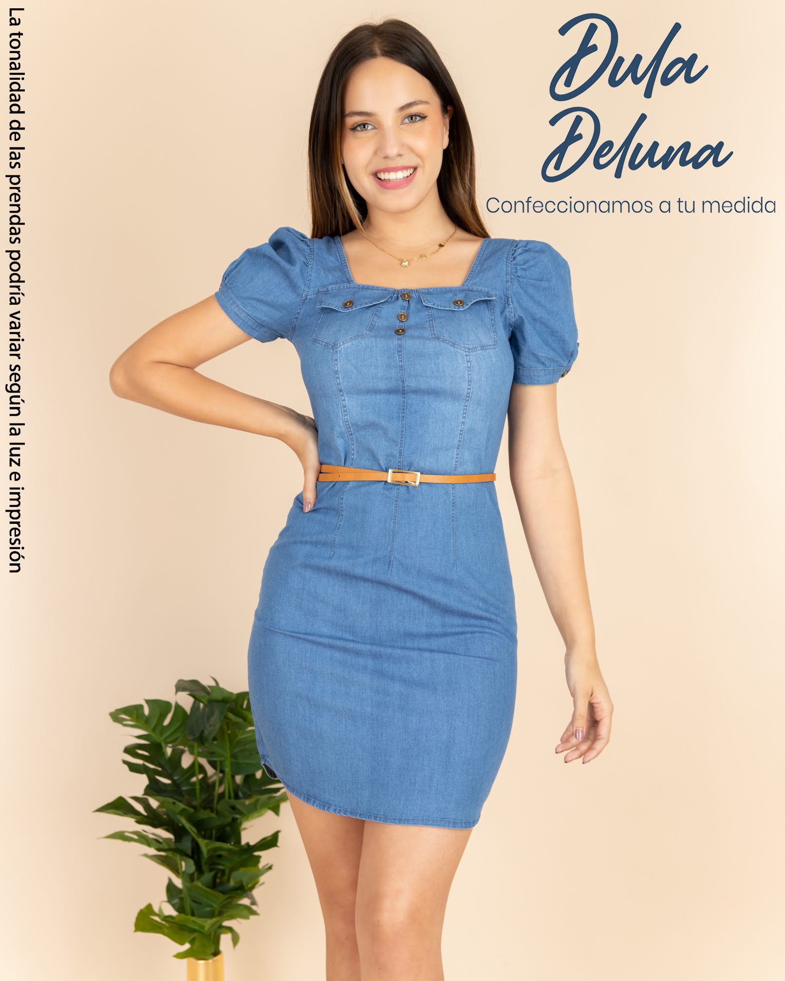 Vestido Mujer Corto Casual Elegante Denim Manga Corta Briana