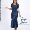 Maxi Vestido Largo para Mujer Jean Casual Denim Manga Corta Erika