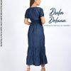 Maxi Vestido Largo de Mujer Evento Casual Denim Manga Corta Erika