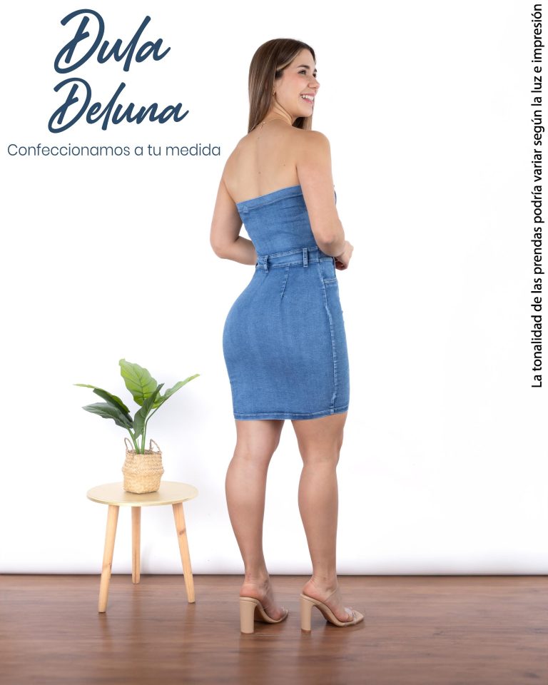 Vestido de Mujer Corto Casual Noche Denim Strapless Stretch Fresia