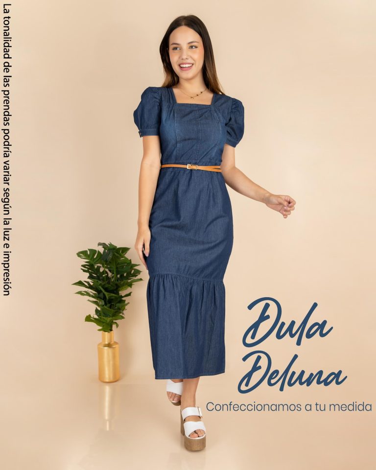 Vestido Largo Mujer Casual Moda Midi Denim Manga Corta Luz