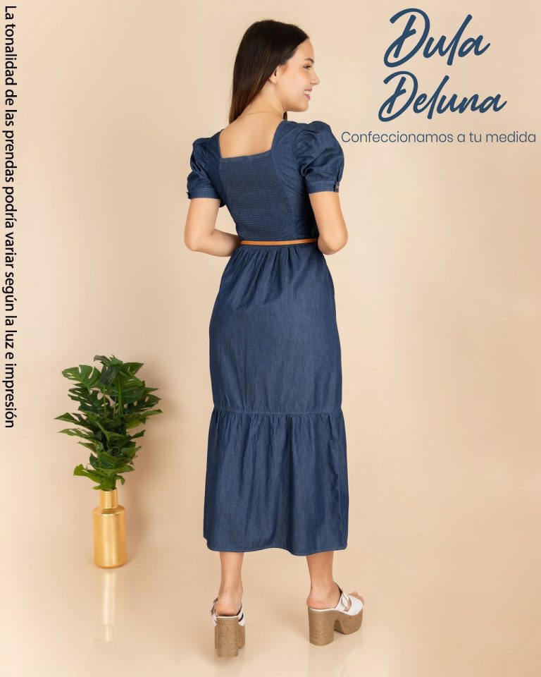 Vestido Largo para Mujer Casual Fiesta Midi Denim Manga Corta Luz