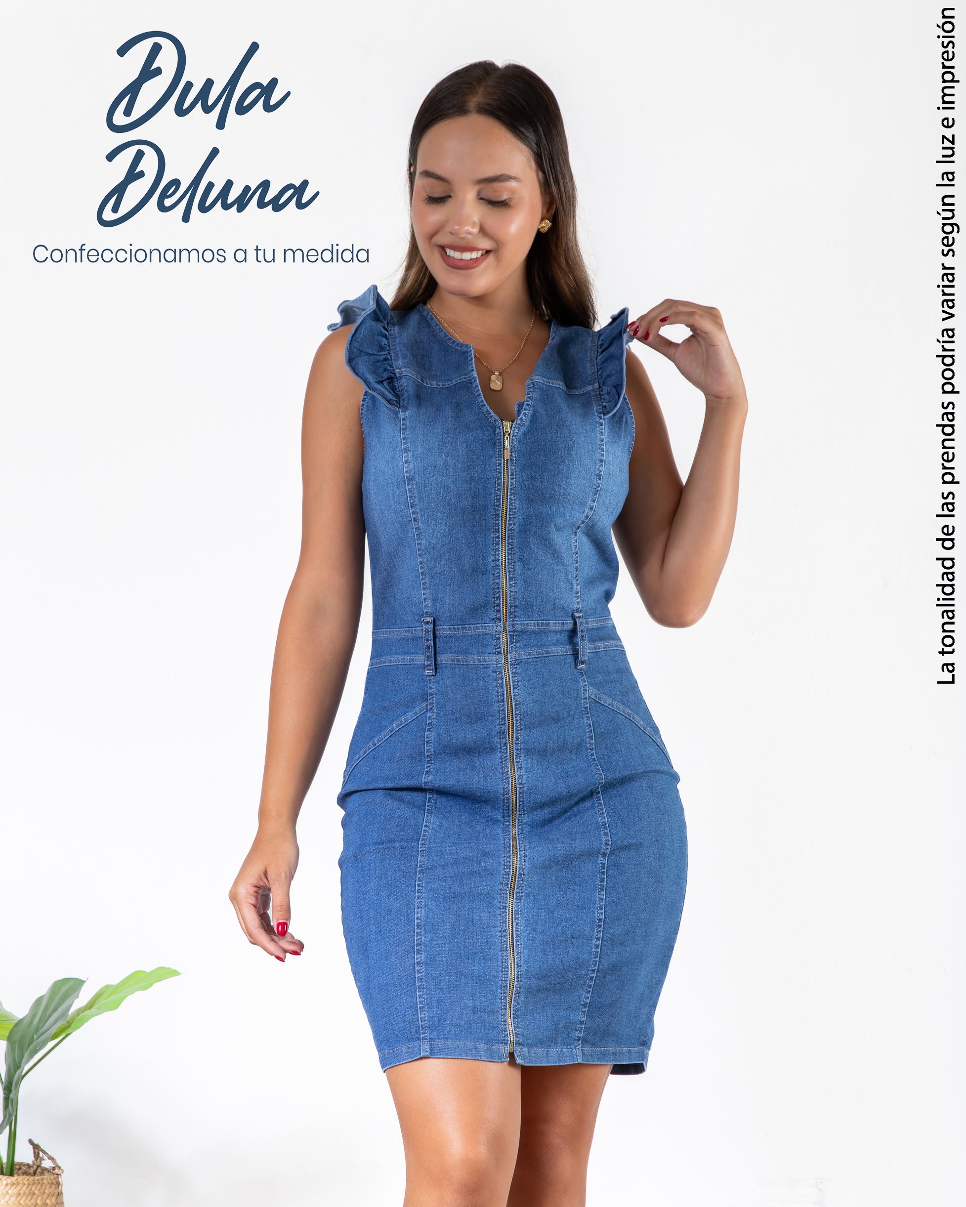 Vestido para Mujer Corto Casual Fiesta Denim Stretch con Cierre Sol