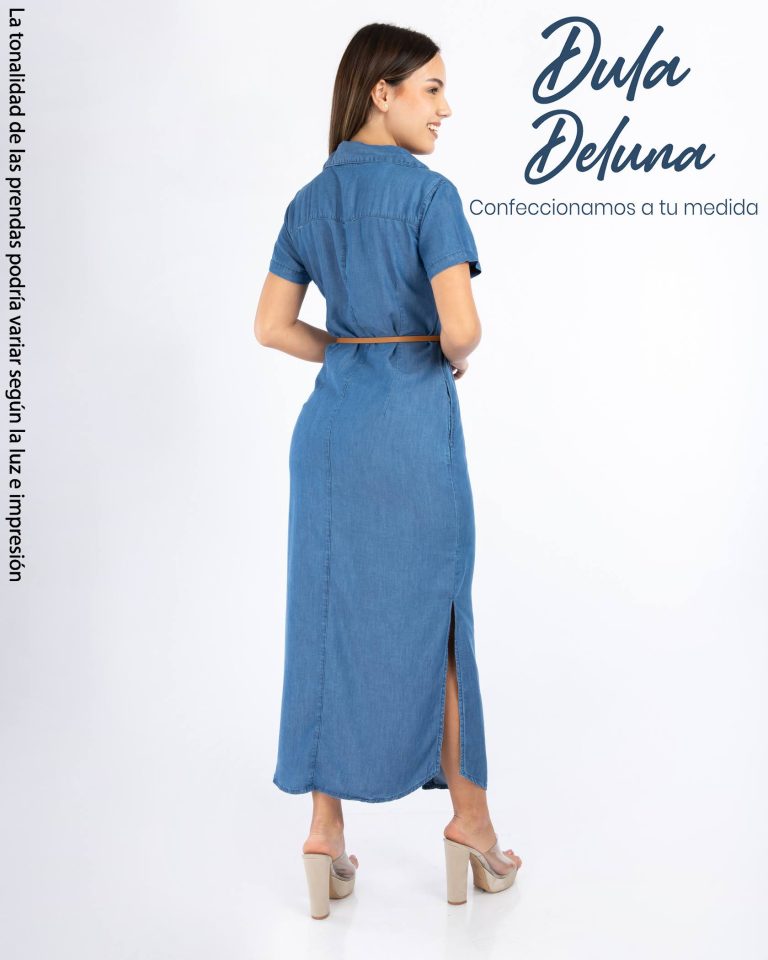 Maxi Vestido Largo Mujer Casual Elegante Camisero Denim Valery