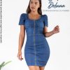 Vestido de Mujer Corto Evento Casual Denim Stretch con Cierre Vania