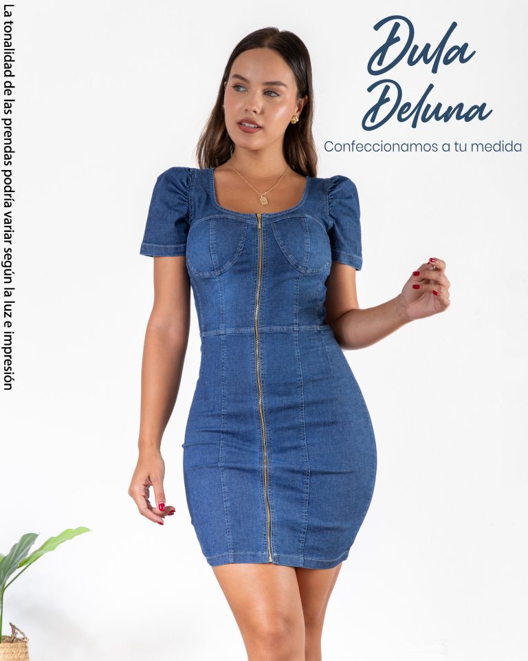 Vestido de Mujer Corto Evento Casual Denim Stretch con Cierre Vania