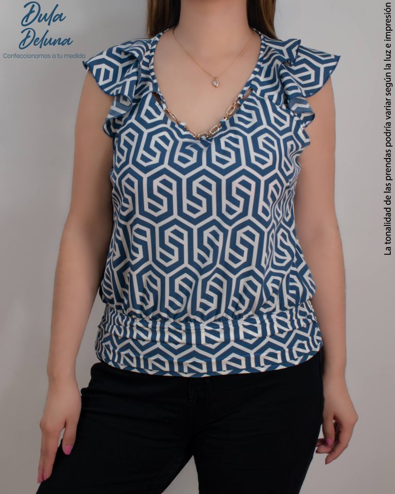 Blusa de Mujer Reunión Casual Seda Francesa Estampado Manga Cero