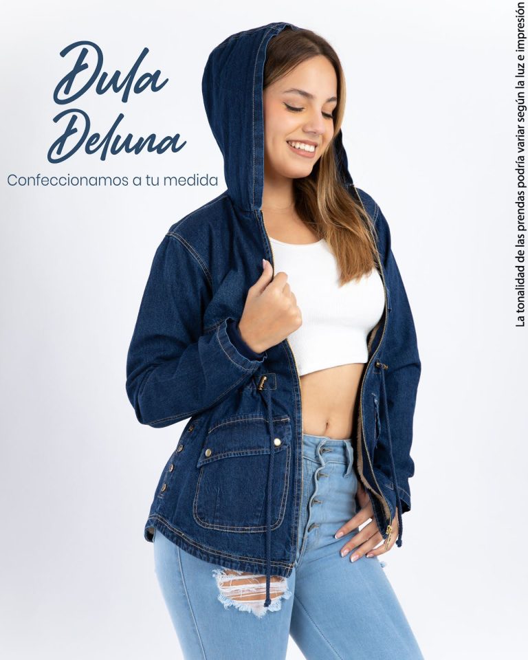 Casaca Jean Abrigo de Mujer Casual Oficina Cotton con Capucha Arya