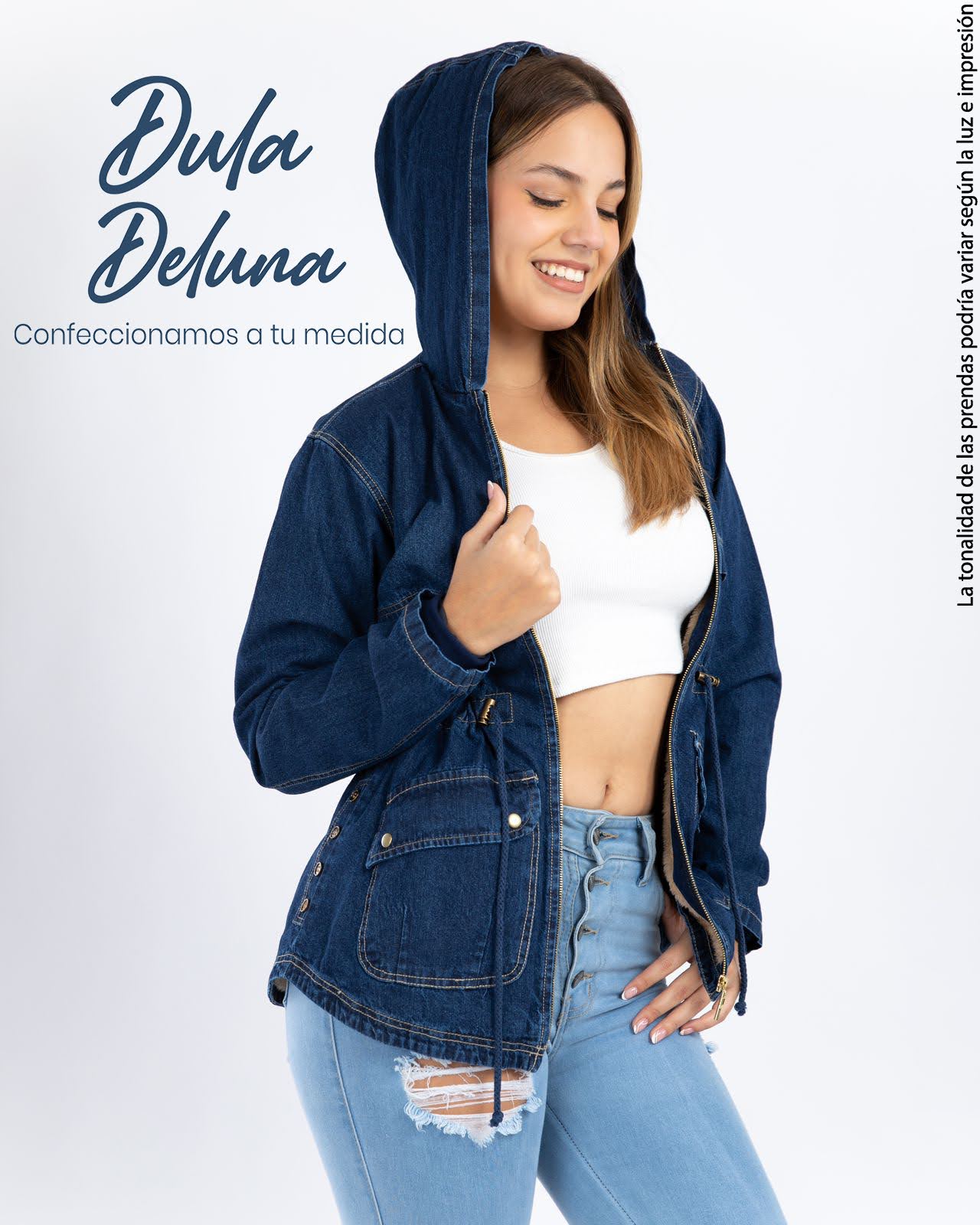 Casaca Jean Abrigo de Mujer Casual Oficina Cotton con Capucha Arya