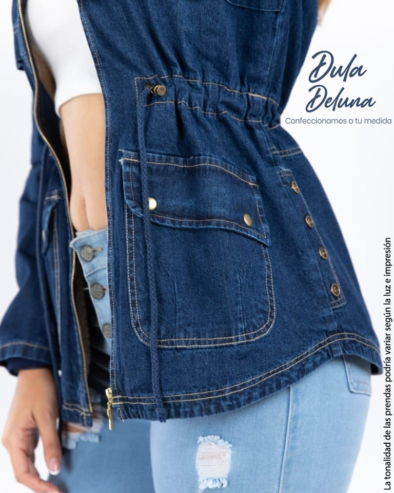 Casaca Jean Abrigo de Mujer Casual Atemporal Cotton con Capucha Arya