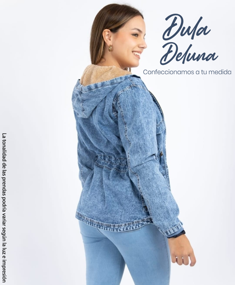 Casaca Jean Abrigo para Mujer Casual Urbano Cotton con Capucha Arya